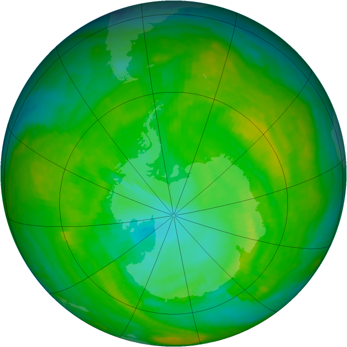 Antarctic ozone map for 02 December 2002